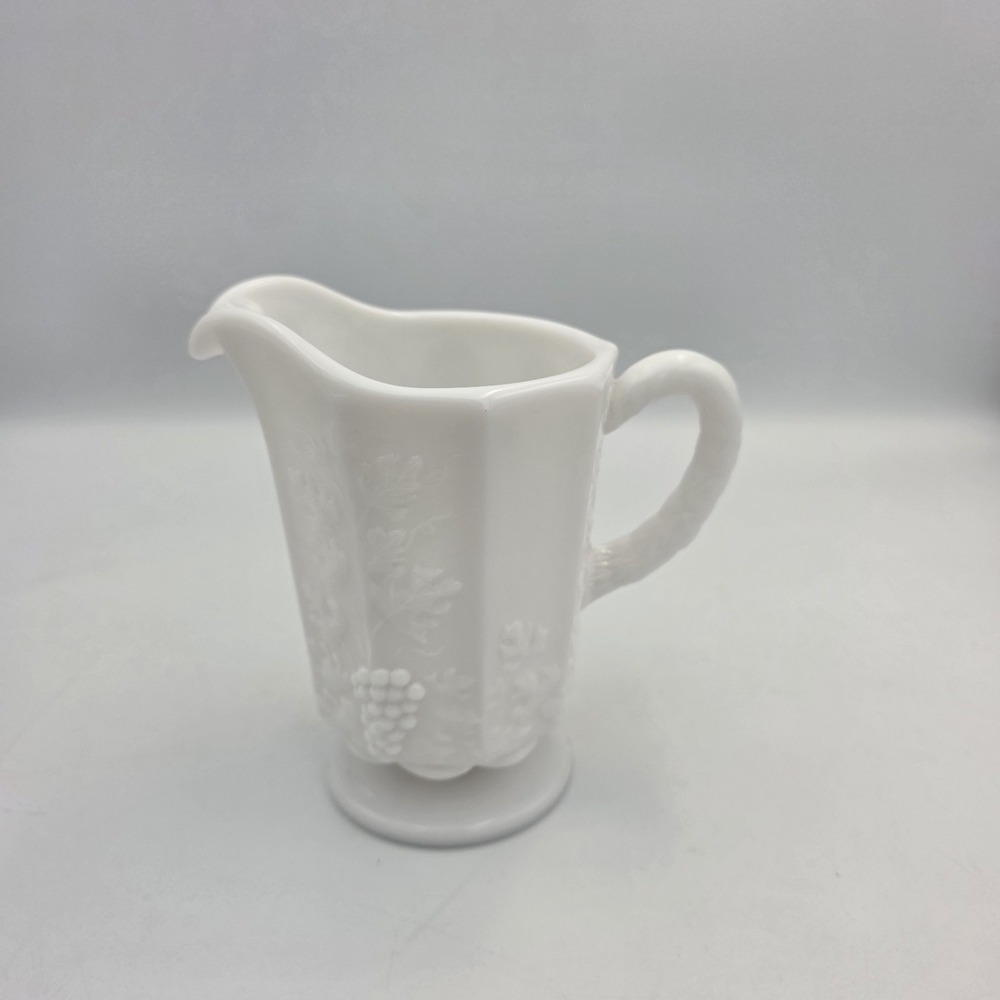 Vintage Westmoreland Milk Glass Paneled Grape Creamer Server Handle Cottagecore